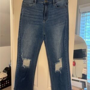 Altar'd State Blue Distressed Straight Leg Jeans